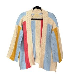 Judith March Colorful Striped Knit Sweater Cardigan Women’s Size Medium